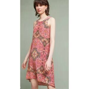 KACHEL ANTHROPOLOGIE Women's Amina Silk Shift Dress Watercolor Floral Size 6